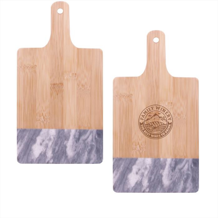 HH2275 Black Marble And Bamboo Cutting Board With Custom Imprint